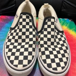 A off white and black checkered vans